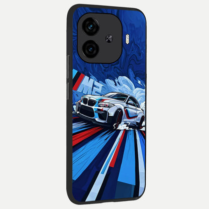  Drift Power Rush back cover for  iQOO Z9 Turbo slim fit glass case with vibrant aesthetic design