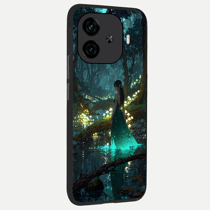  Enchanted Forest Glow back cover for  iQOO Z9 Turbo slim fit glass case with vibrant aesthetic design