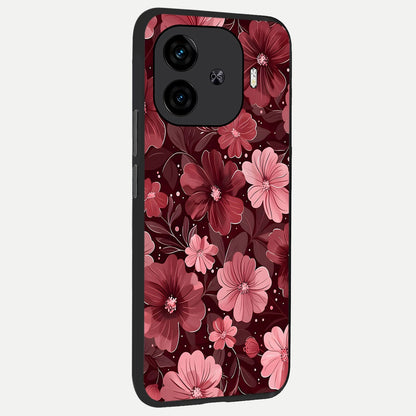  Flower Blush Bloom back cover for  iQOO Z9 Turbo slim fit glass case with vibrant aesthetic design