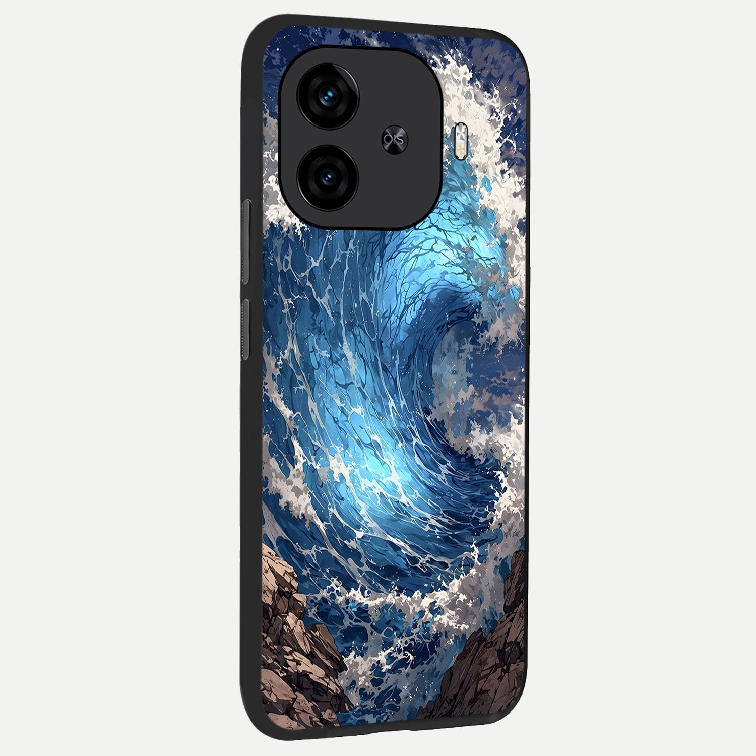  Giant Ocean Wave back cover for  iQOO Z9 Turbo slim fit glass case with vibrant aesthetic design