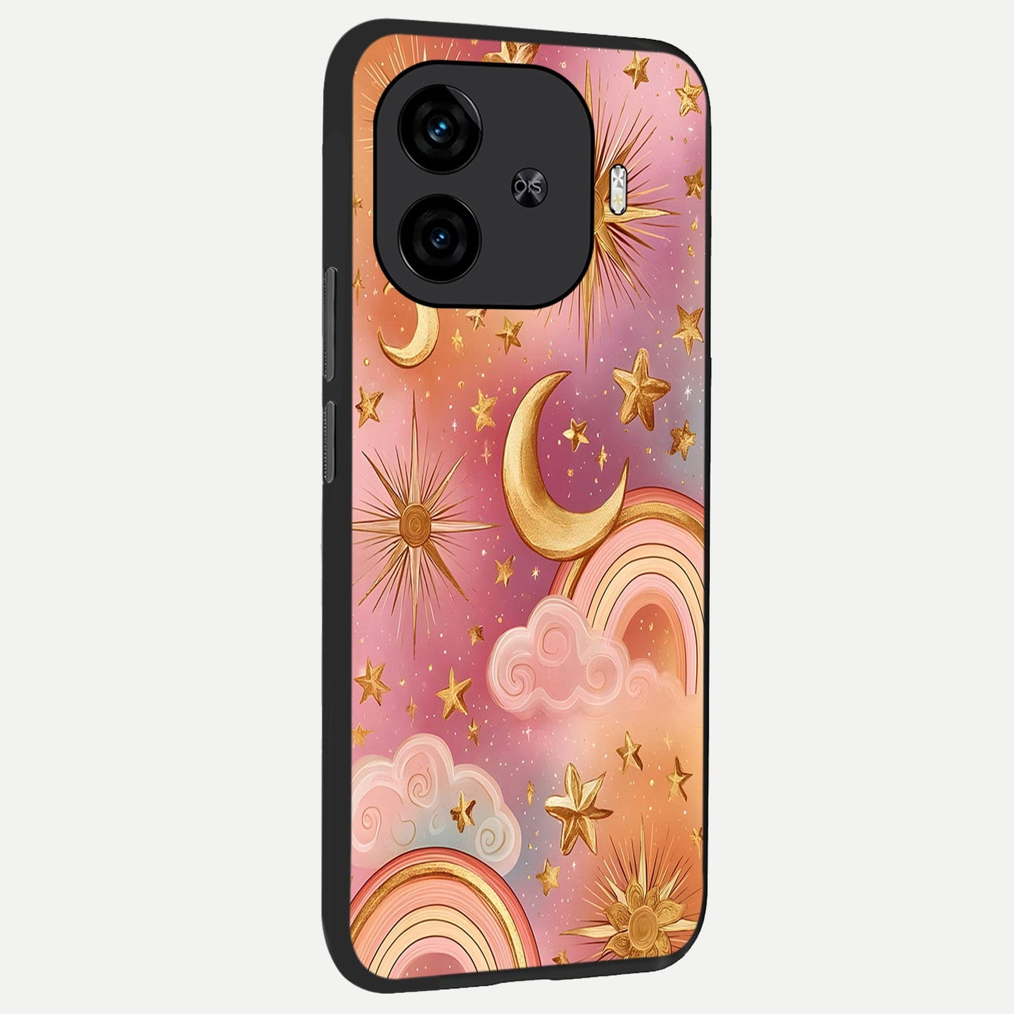  Golden Celestial Dreams back cover for  iQOO Z9 Turbo slim fit glass case with vibrant aesthetic design