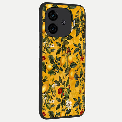  Golden Lemon Field back cover for  iQOO Z9 Turbo slim fit glass case with vibrant aesthetic design