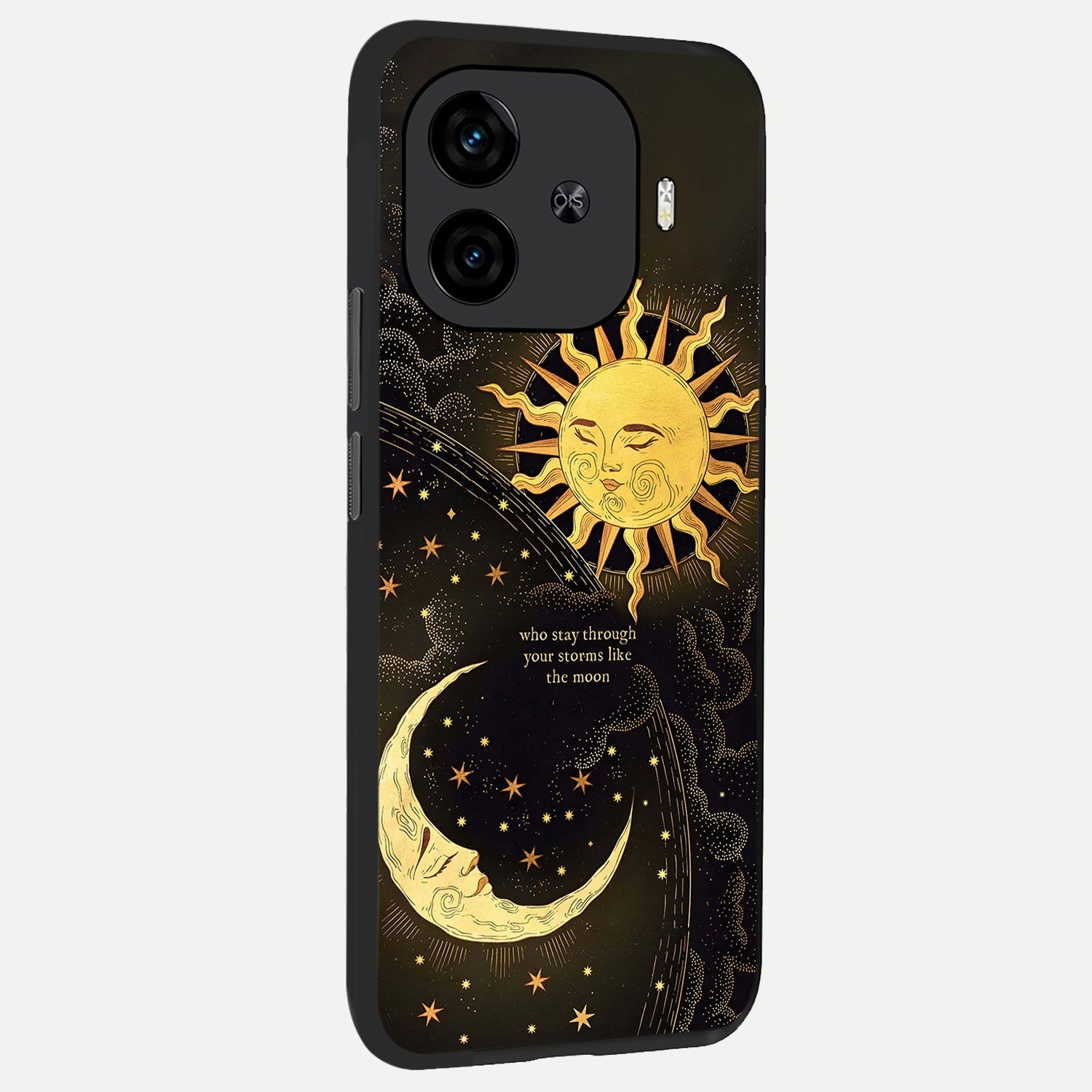  Golden Lunar Love back cover for  iQOO Z9 Turbo slim fit glass case with vibrant aesthetic design