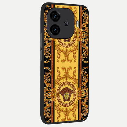  Golden Royal Heritage back cover for  iQOO Z9 Turbo slim fit glass case with vibrant aesthetic design