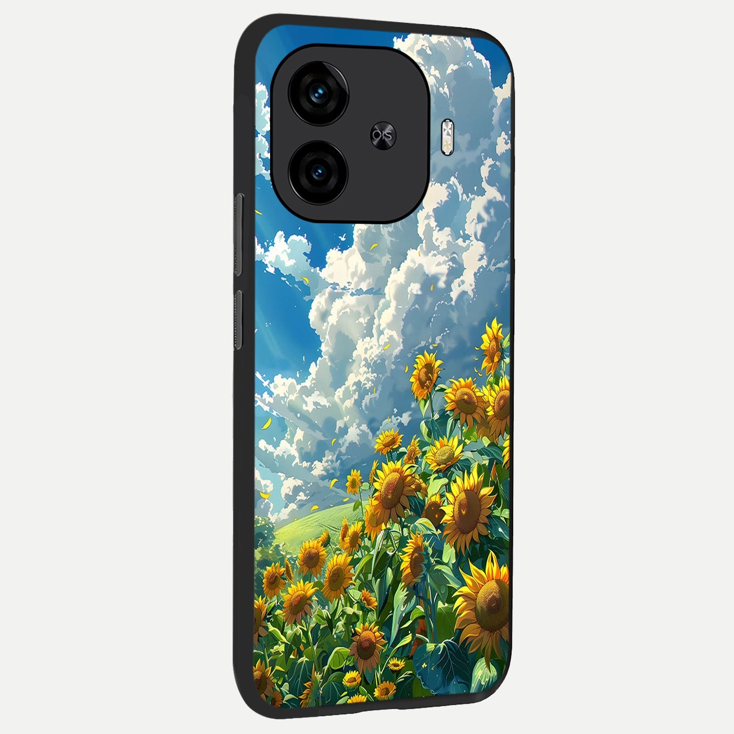  Golden Sun Glory back cover for  iQOO Z9 Turbo slim fit glass case with vibrant aesthetic design