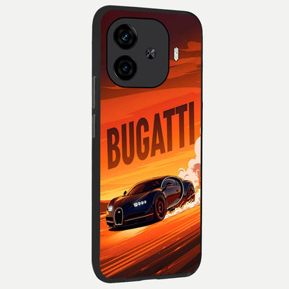 Inferno Bugatti Storm back cover for  iQOO Z9 Turbo slim fit glass case with vibrant aesthetic design