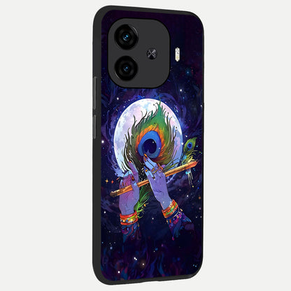  Krishna Hands Art back cover for  iQOO Z9 Turbo slim fit glass case with vibrant aesthetic design