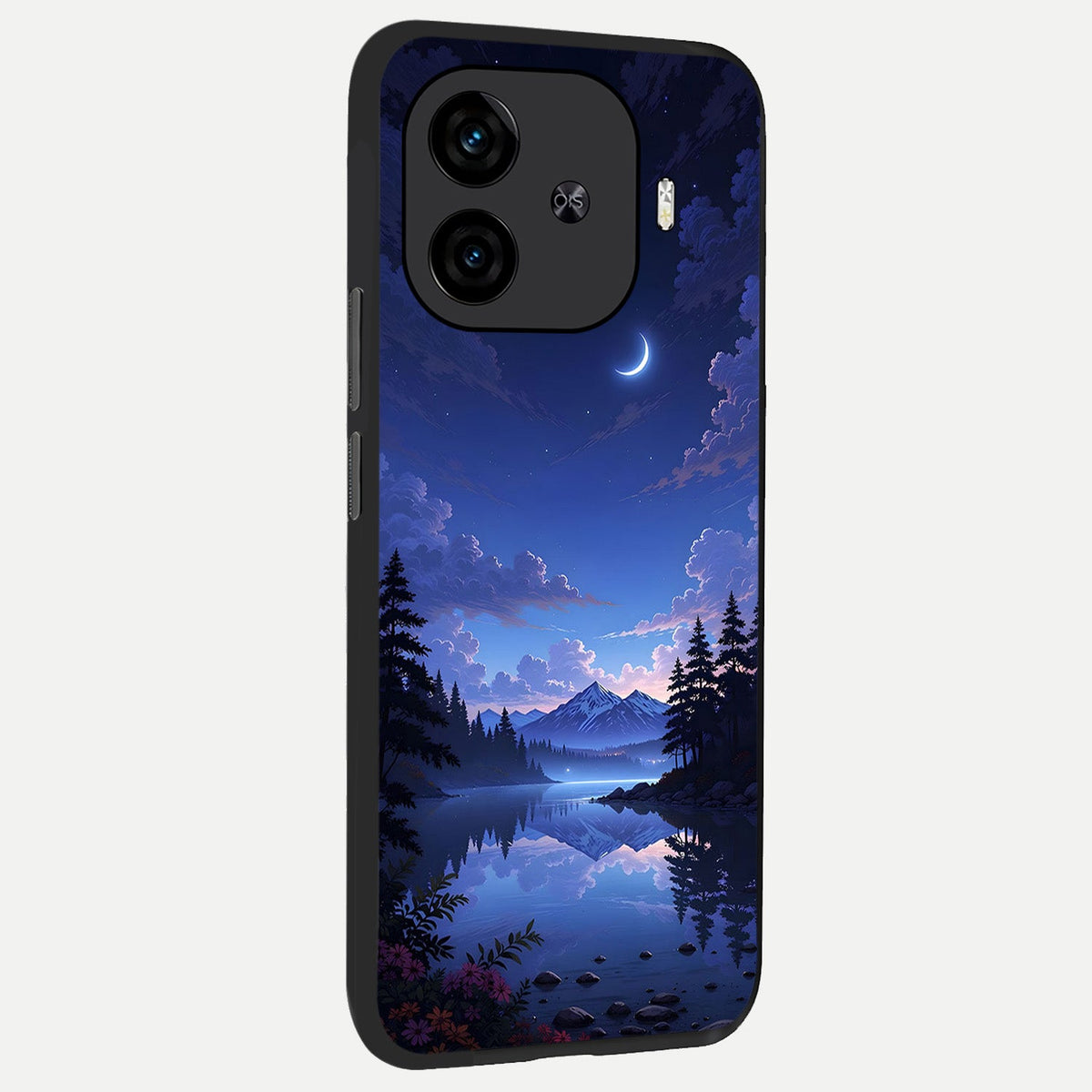  Midnight Lake Peace back cover for  iQOO Z9 Turbo slim fit glass case with vibrant aesthetic design