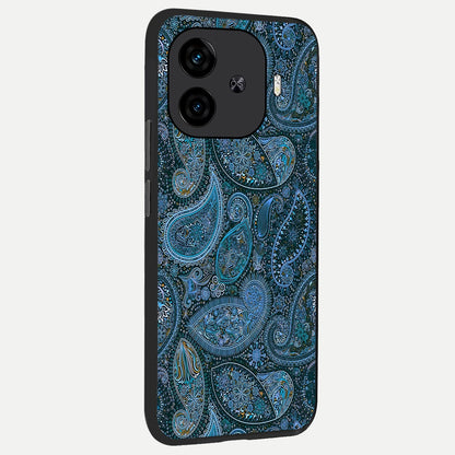  Midnight Paisley Glow back cover for  iQOO Z9 Turbo slim fit glass case with vibrant aesthetic design