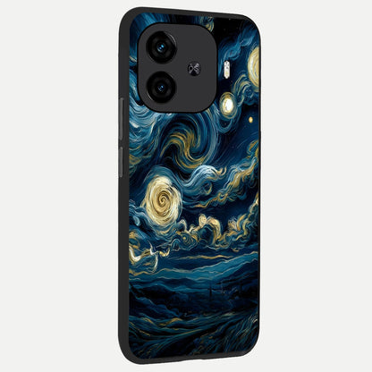  Midnight Sky Whirl back cover for  iQOO Z9 Turbo slim fit glass case with vibrant aesthetic design