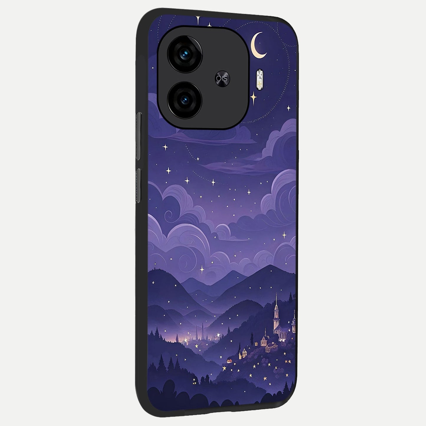  Minimal Night View back cover for  iQOO Z9 Turbo slim fit glass case with vibrant aesthetic design