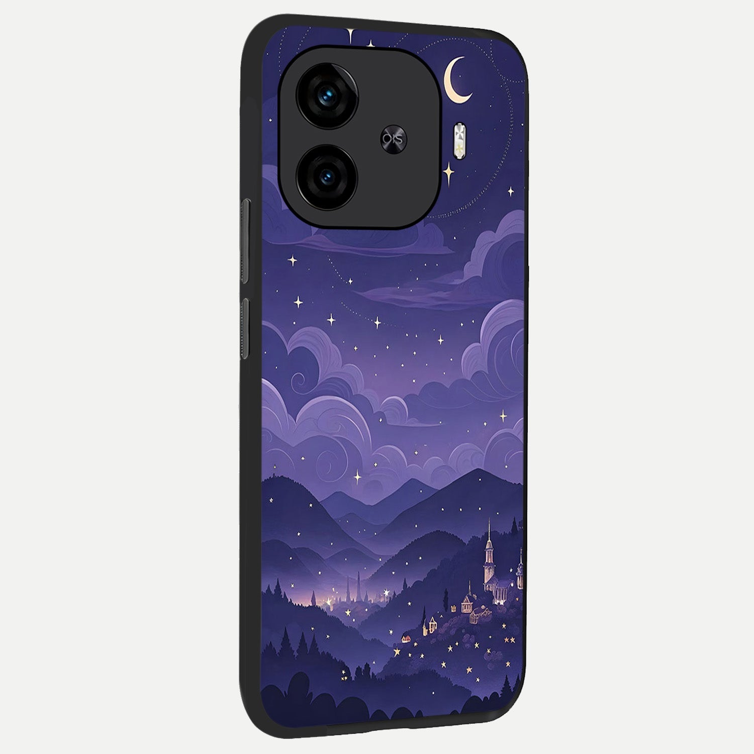  Minimal Night View back cover for  iQOO Z9 Turbo slim fit glass case with vibrant aesthetic design