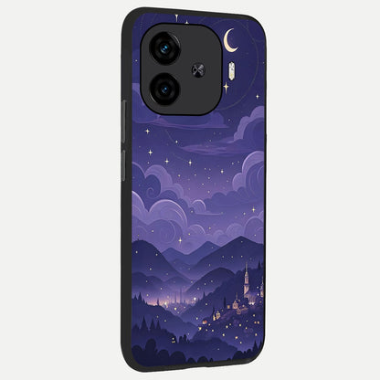  Minimal Night View back cover for  iQOO Z9 Turbo slim fit glass case with vibrant aesthetic design