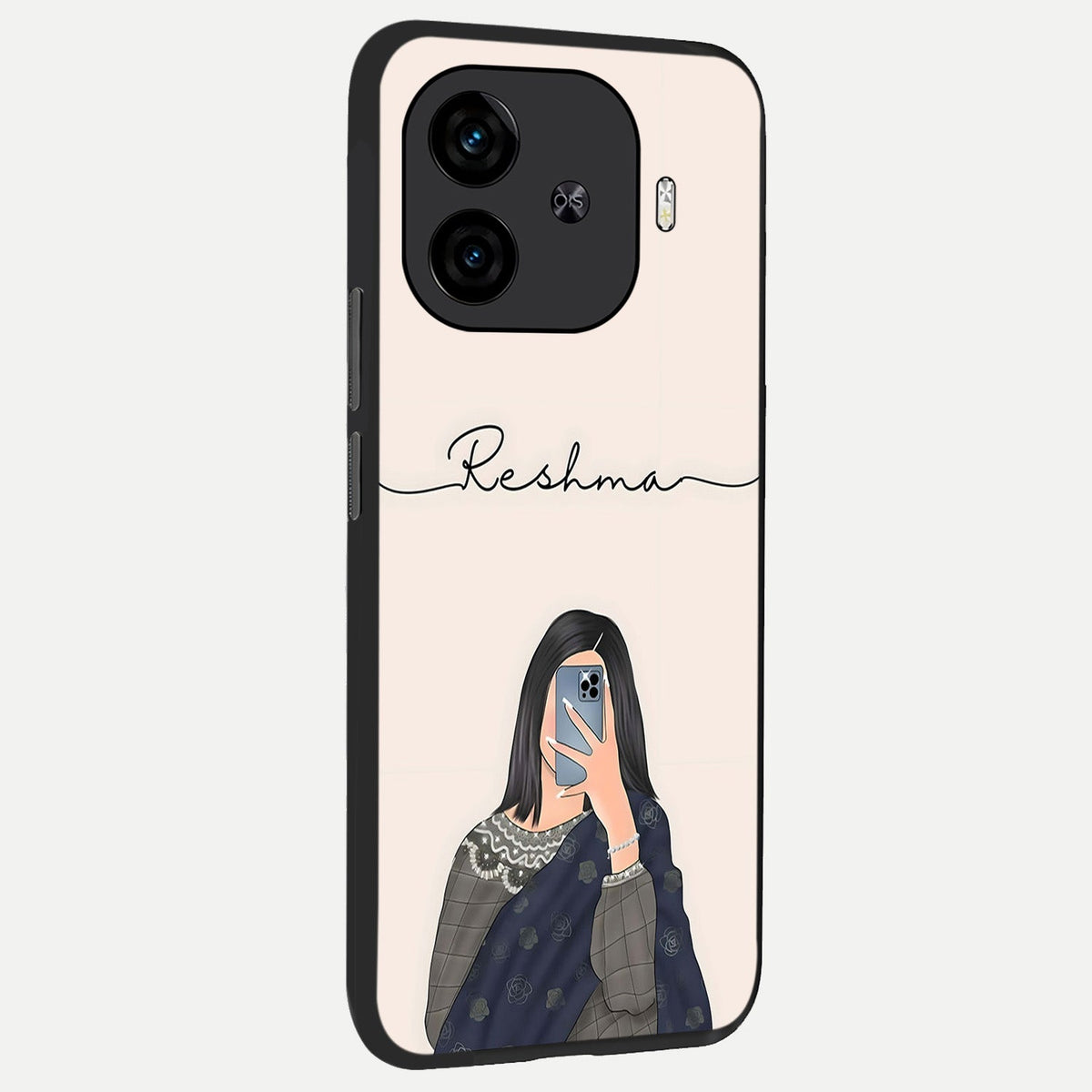  Mirror Mood Muse With Custom Name back cover for  iQOO Z9 Turbo slim fit glass case with vibrant aesthetic design