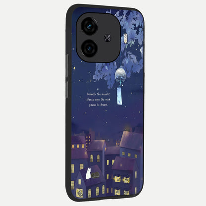  Moonlit Cat Silence back cover for  iQOO Z9 Turbo slim fit glass case with vibrant aesthetic design