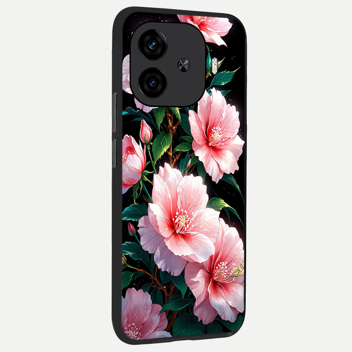  Peach Flower back cover for  iQOO Z9 Turbo slim fit glass case with vibrant aesthetic design