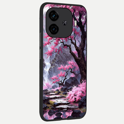  Pink Sunflower Glow back cover for  iQOO Z9 Turbo slim fit glass case with vibrant aesthetic design