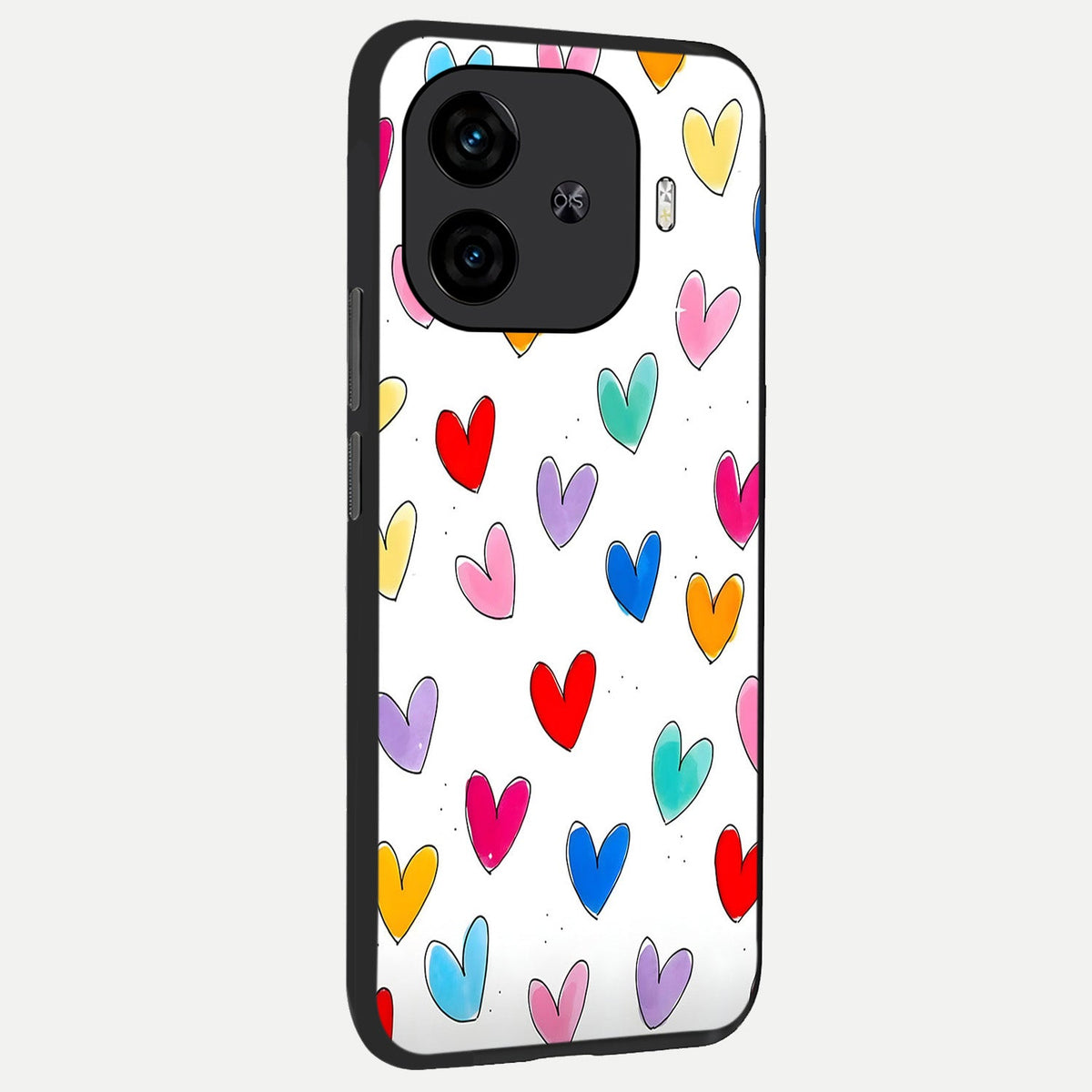  Playful Love Doodles back cover for  iQOO Z9 Turbo slim fit glass case with vibrant aesthetic design