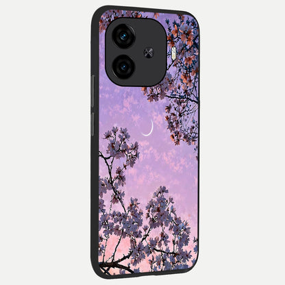  Purple Serenity Moon back cover for  iQOO Z9 Turbo slim fit glass case with vibrant aesthetic design