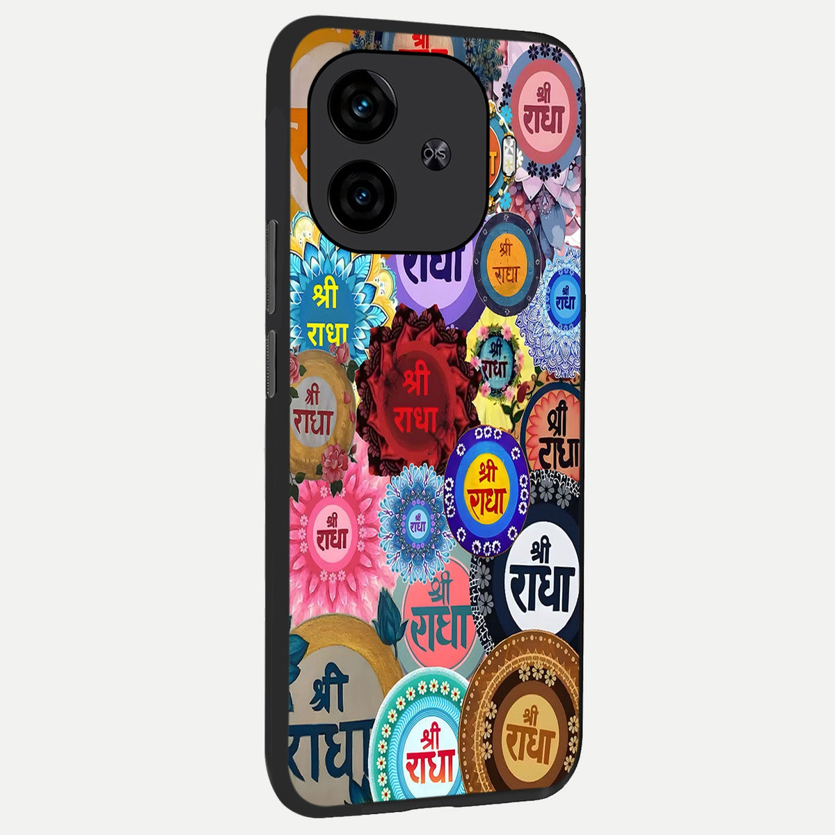  Radha Divine Bloom back cover for  iQOO Z9 Turbo slim fit glass case with vibrant aesthetic design