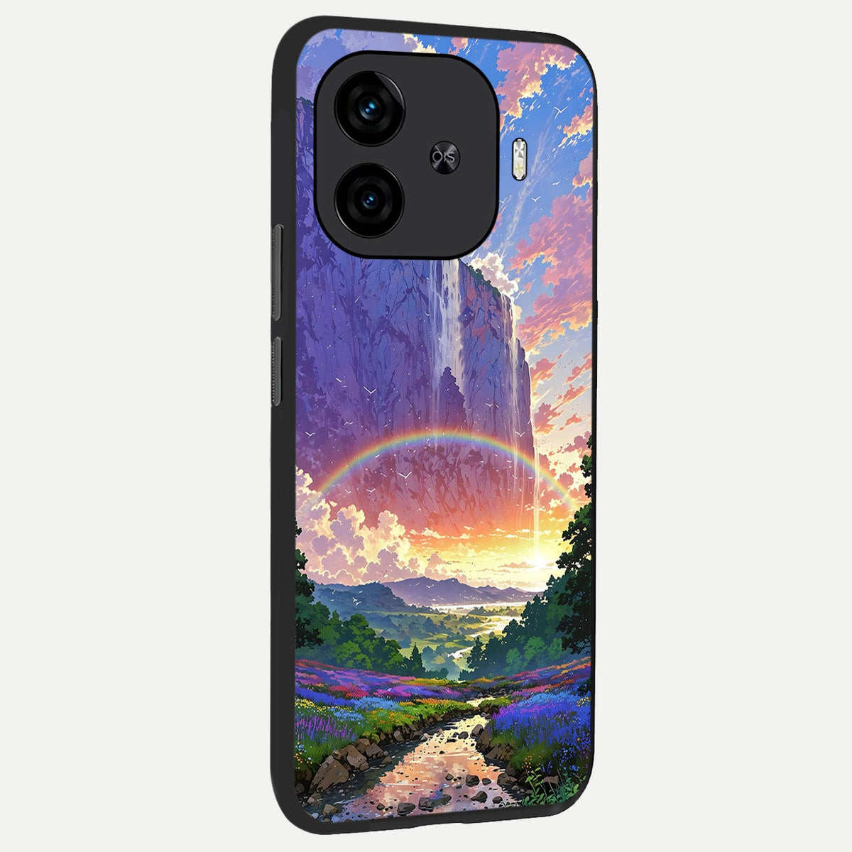  Rainbow Valley Dream back cover for  iQOO Z9 Turbo slim fit glass case with vibrant aesthetic design