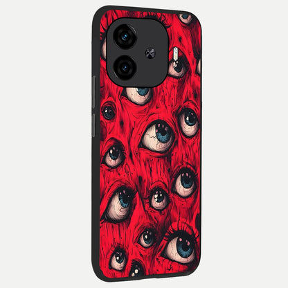  Red Eyes Pattern back cover for  iQOO Z9 Turbo slim fit glass case with vibrant aesthetic design
