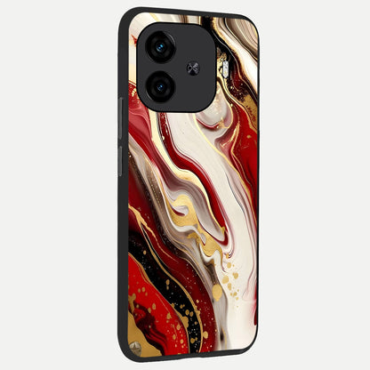  Red And White Marble back cover for  iQOO Z9 Turbo slim fit glass case with vibrant aesthetic design