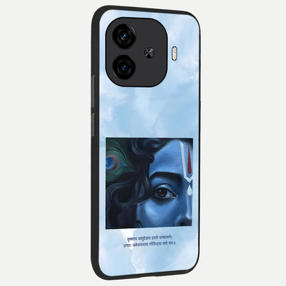  Spiritual Krishna back cover for  iQOO Z9 Turbo slim fit glass case with vibrant aesthetic design