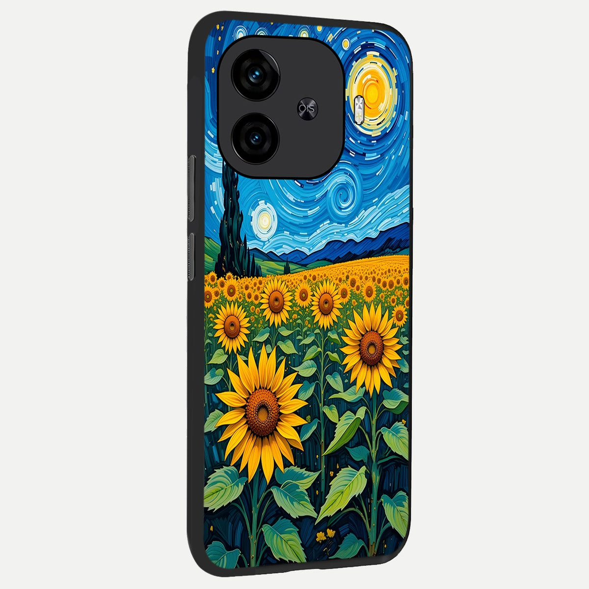  Starry Sunflower Dreams back cover for  iQOO Z9 Turbo slim fit glass case with vibrant aesthetic design