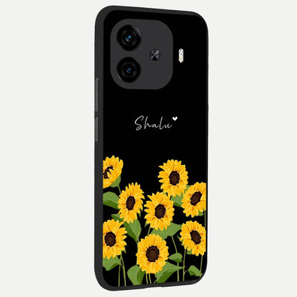  Sunflower Sky Bloom back cover for  iQOO Z9 Turbo slim fit glass case with vibrant aesthetic design