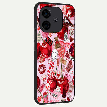  Sweet Cherry Chaos back cover for  iQOO Z9 Turbo slim fit glass case with vibrant aesthetic design
