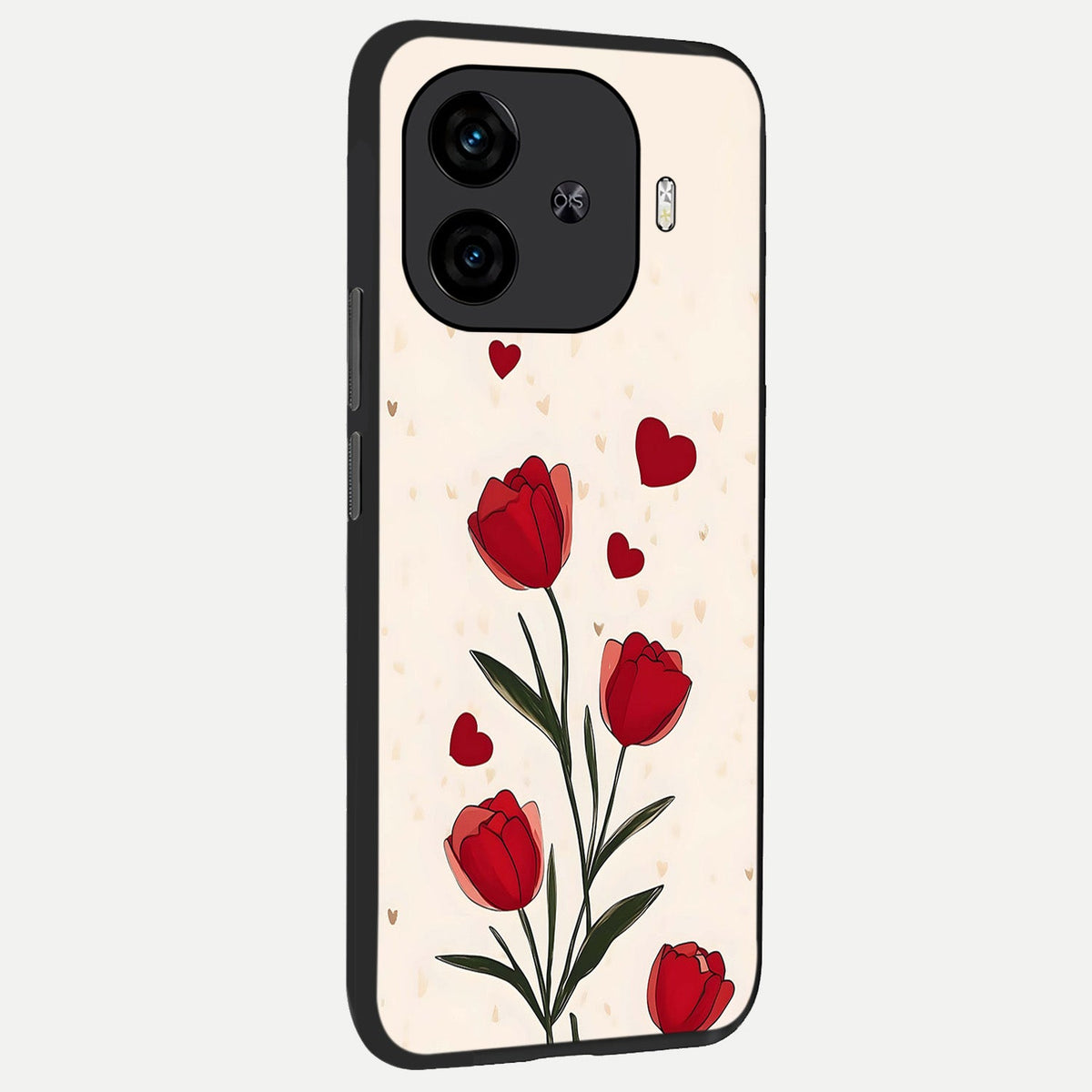  Tulip With Heart back cover for  iQOO Z9 Turbo slim fit glass case with vibrant aesthetic design