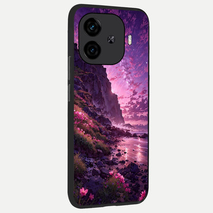  Twilight Blossom Coast back cover for  iQOO Z9 Turbo slim fit glass case with vibrant aesthetic design