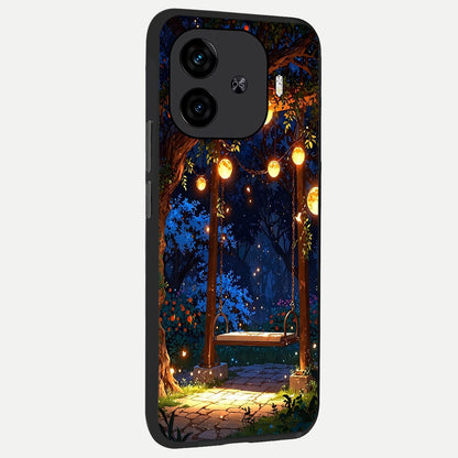  Twilight Garden Swing back cover for  iQOO Z9 Turbo slim fit glass case with vibrant aesthetic design