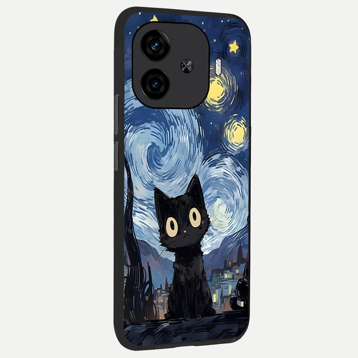  Van Gogh Cat back cover for  iQOO Z9 Turbo slim fit glass case with vibrant aesthetic design