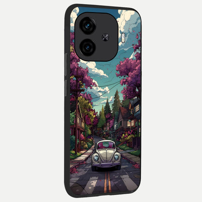  Vintage Street Drive back cover for  iQOO Z9 Turbo slim fit glass case with vibrant aesthetic design