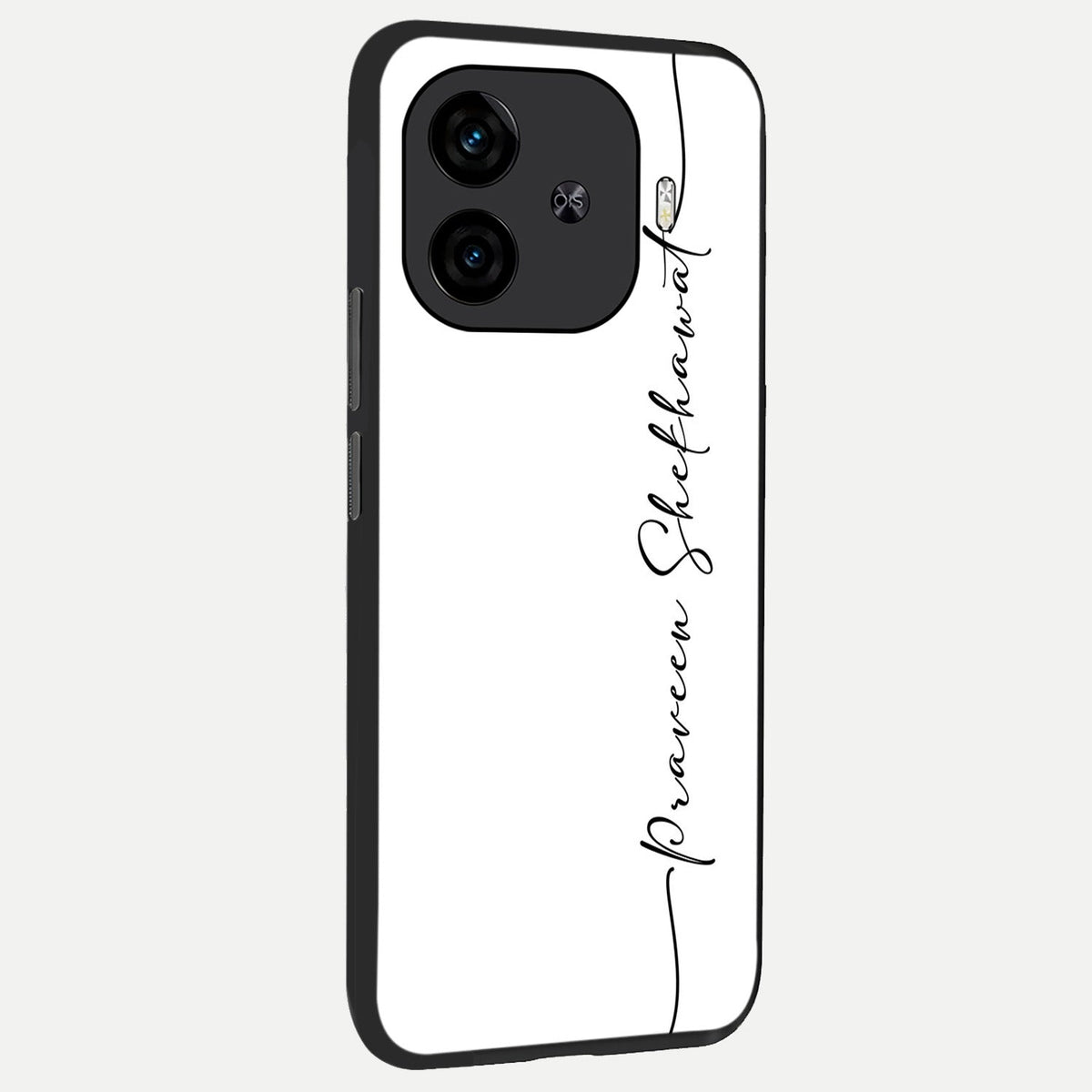  White Tune Custom Name back cover for  iQOO Z9 Turbo slim fit personalized glass case with aesthetic design