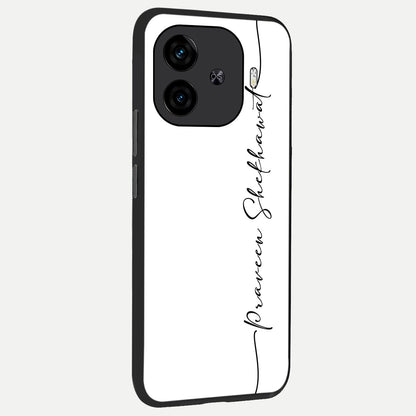 White Tune Custom Name back cover for  iQOO Z9 Turbo slim fit personalized glass case with aesthetic design