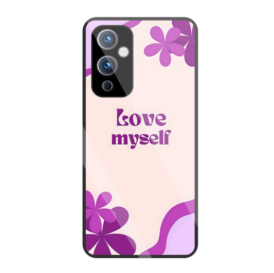 Love Myself Purple Flower Glass Case For OnePlus 9