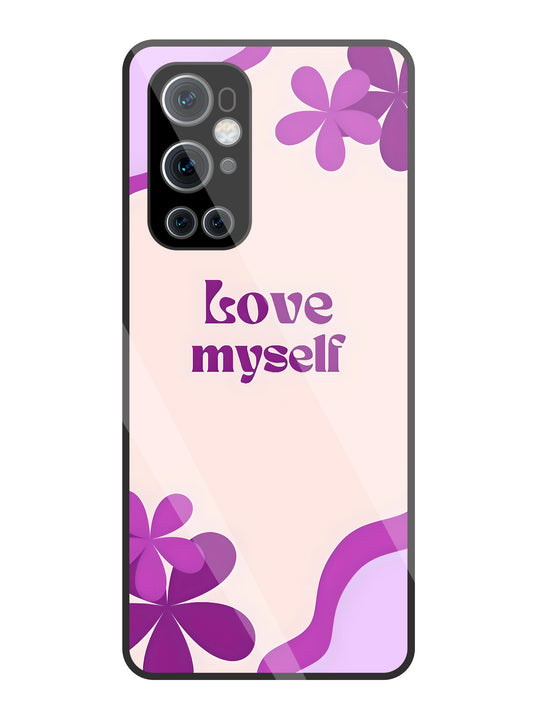 Love Myself Purple Flower Glass Case For OnePlus 9 Pro