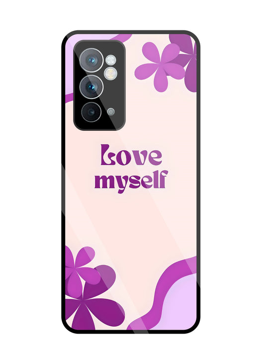 Love Myself Purple Flower Glass Case For OnePlus 9RT