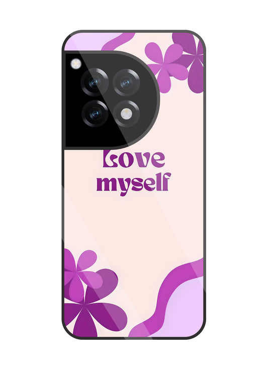 Love Myself Purple Flower Glass Case For OnePlus 12R