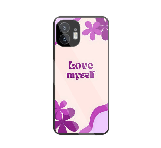 Love Myself Purple Flower glass Case For Nothing Phone 2