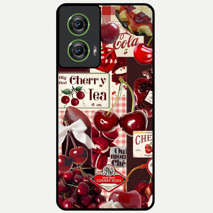  Aesthetic Cherry Tea Glass Case For Moto Edge 50 Fusion back cover – full design glossy printed glass finish