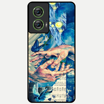  Aesthetic Divider Glass Case For Moto Edge 50 Fusion back cover – full design glossy printed glass finish