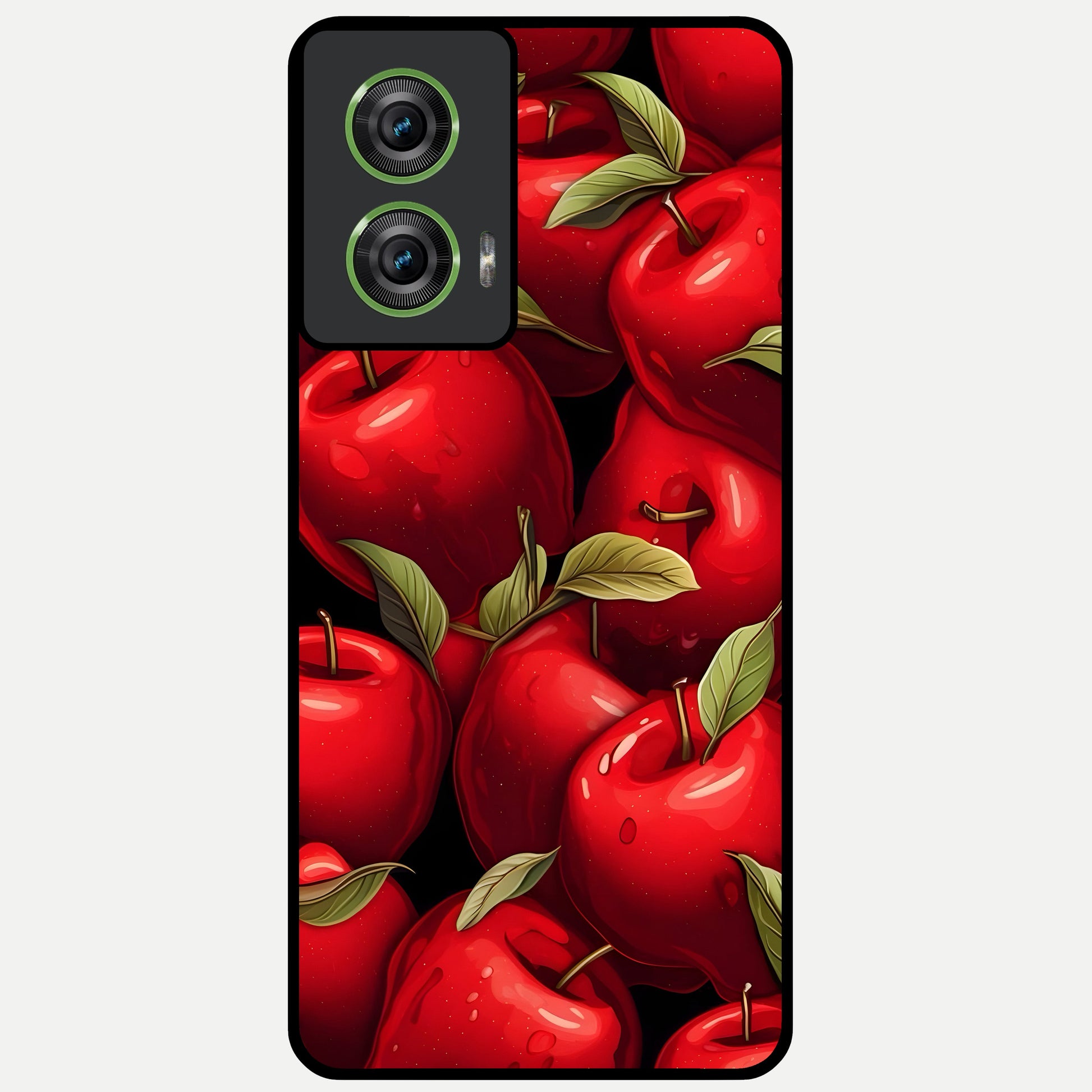  Apple Pattern Glass Case For Moto Edge 50 Fusion back cover – full design glossy printed glass finish