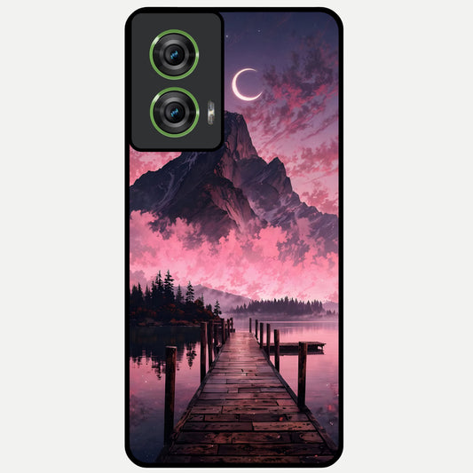  Beautiful Mountain View Glass Case For Moto Edge 50 Fusion back cover – full design glossy printed glass finish