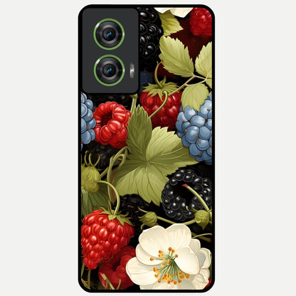  Berry Bloom Charm Glass Case For Moto Edge 50 Fusion back cover – full design glossy printed glass finish