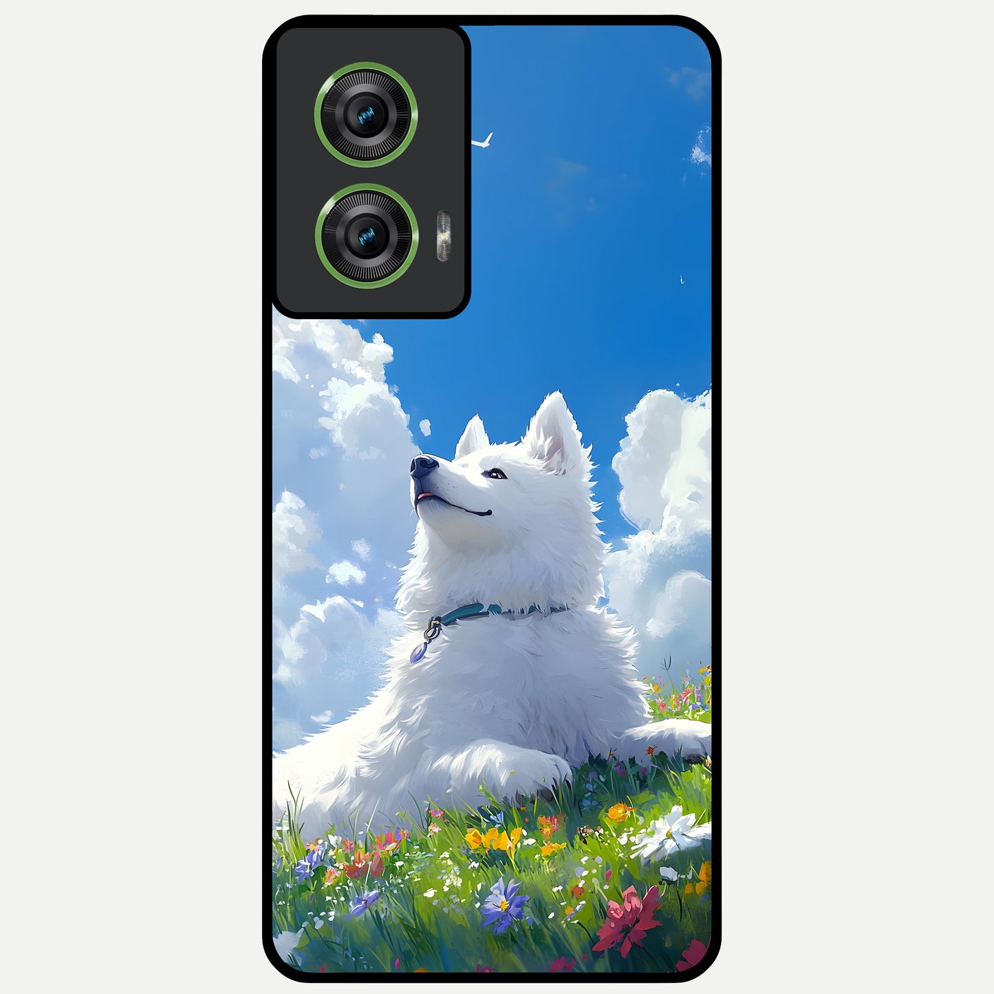  Blissful Cloud Pup Glass Case For Moto Edge 50 Fusion back cover – full design glossy printed glass finish