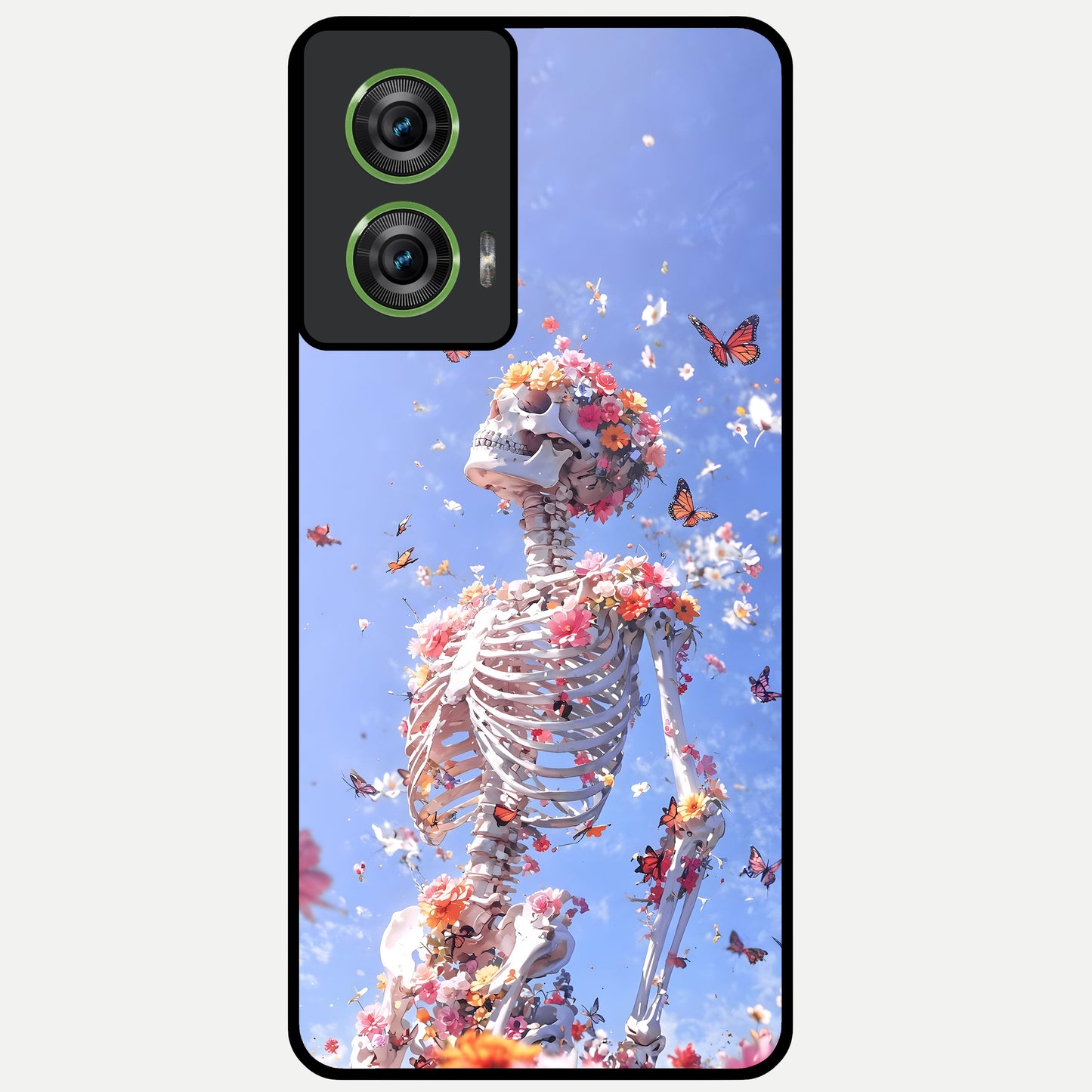  Bloom Beyond Bones Glass Case For Moto Edge 50 Fusion back cover – full design glossy printed glass finish
